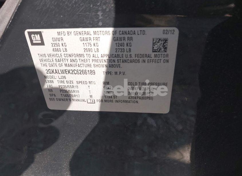 Photo 9 of 2012 Gmc Terrain SLT-2 (VIN 2GKALWEK2C6266189)