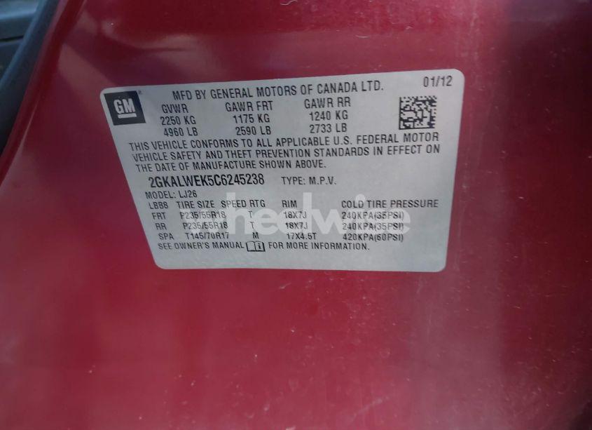 Photo 9 of 2012 Gmc Terrain SLT-2 (VIN 2GKALWEK5C6245238)