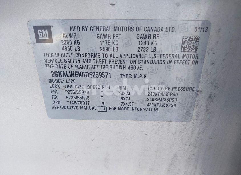 Photo 9 of 2013 Gmc Terrain SLT-2 (VIN 2GKALWEK6D6259571)