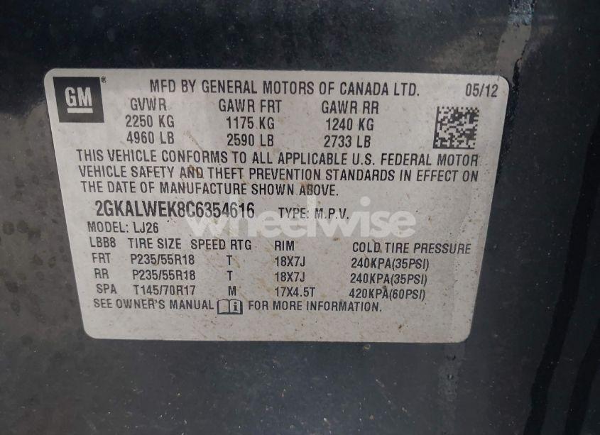 Photo 9 of 2012 Gmc Terrain SLT-2 (VIN 2GKALWEK8C6354616)