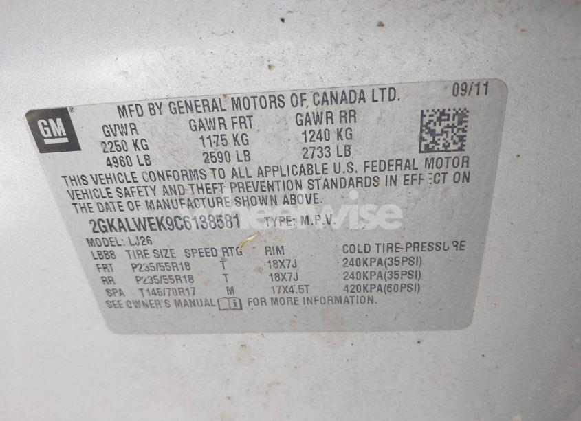 Photo 9 of 2012 Gmc Terrain SLT-2 (VIN 2GKALWEK9C6138581)