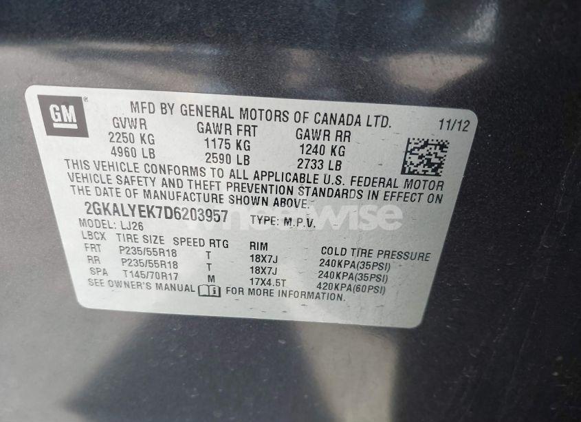 Photo 9 of 2013 Gmc Terrain DENALI (VIN 2GKALYEK7D6203957)