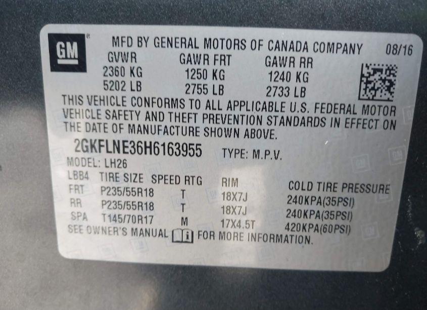 Photo 9 of 2017 Gmc Terrain SLE-2 (VIN 2GKFLNE36H6163955)