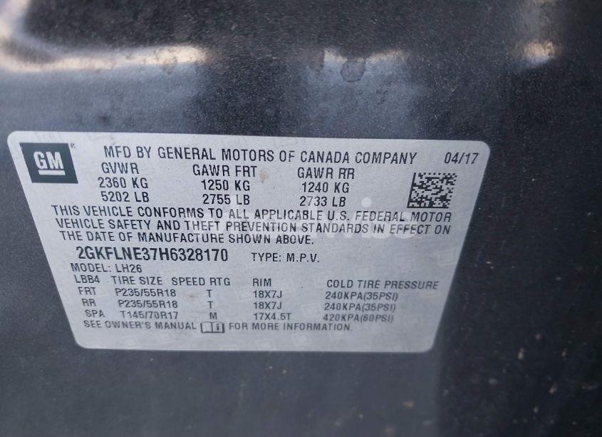 Photo 9 of 2017 Gmc Terrain SLE-2 (VIN 2GKFLNE37H6328170)