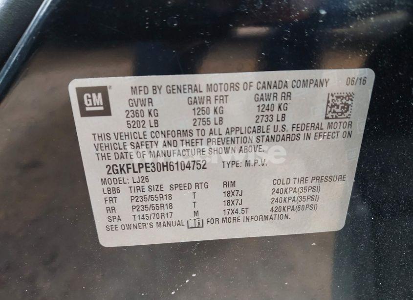 Photo 9 of 2017 Gmc Terrain SLT (VIN 2GKFLPE30H6104752)