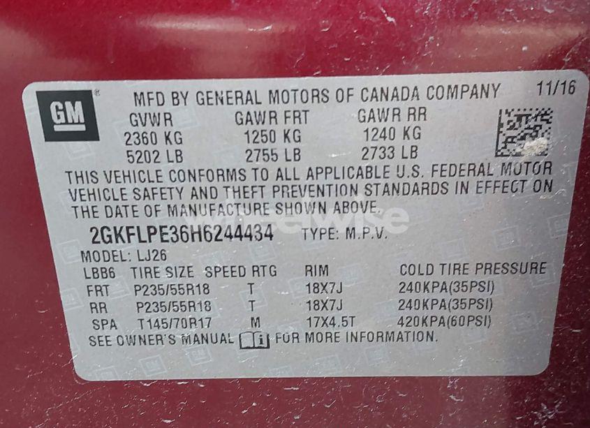 Photo 9 of 2017 Gmc Terrain SLT (VIN 2GKFLPE36H6244434)