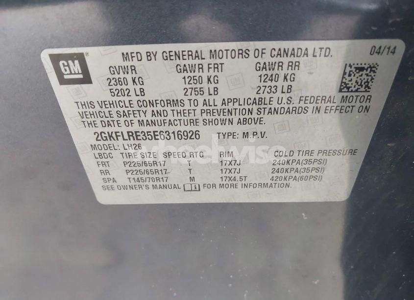 Photo 9 of 2014 Gmc Terrain SLE-2 (VIN 2GKFLRE35E6316926)