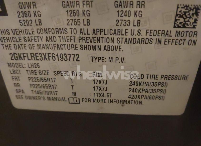 Photo 9 of 2015 Gmc Terrain SLE-2 (VIN 2GKFLRE3XF6193772)