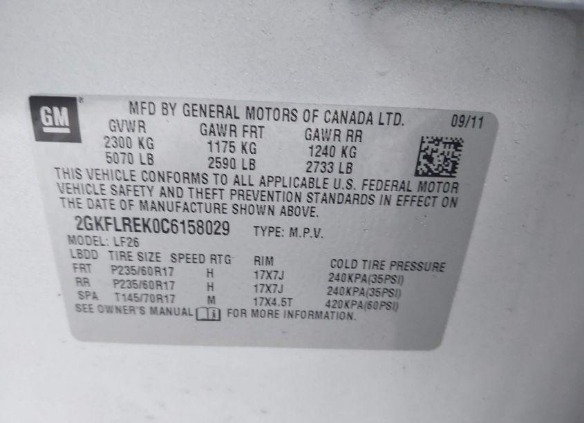 Photo 9 of 2012 Gmc Terrain SLE-1 (VIN 2GKFLREK0C6158029)