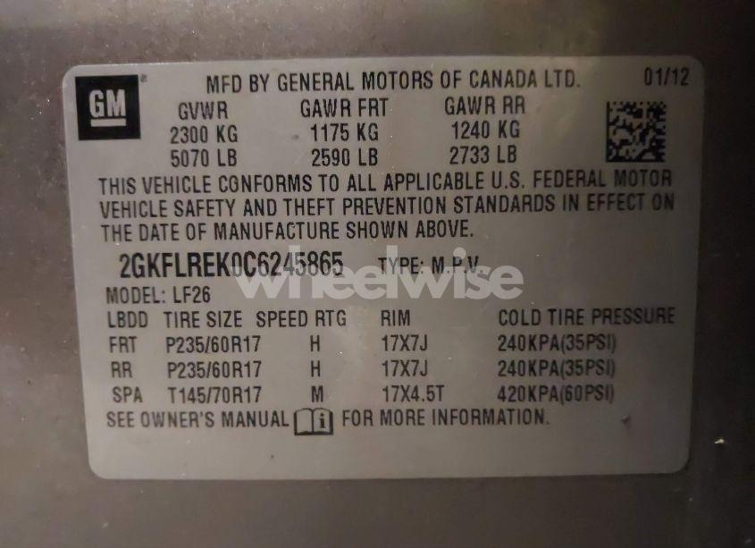 Photo 9 of 2012 Gmc Terrain SLE-1 (VIN 2GKFLREK0C6245865)