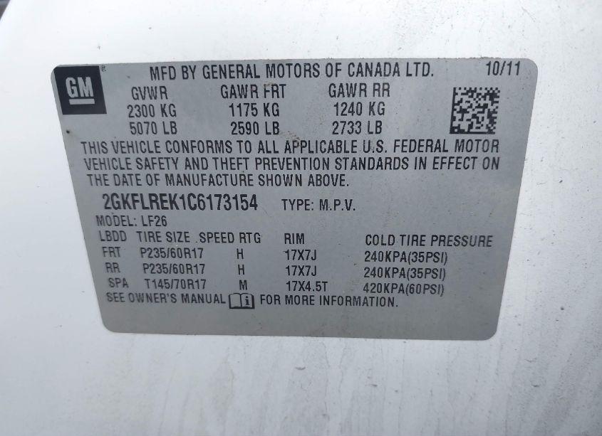 Photo 9 of 2012 Gmc Terrain SLE-1 (VIN 2GKFLREK1C6173154)