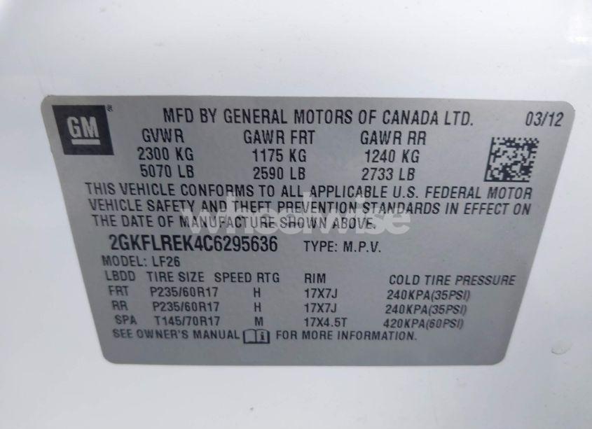 Photo 8 of 2012 Gmc Terrain SLE-1 (VIN 2GKFLREK4C6295636)