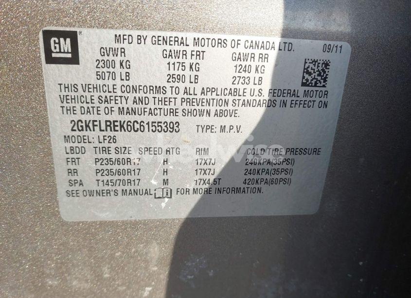 Photo 9 of 2012 Gmc Terrain SLE-1 (VIN 2GKFLREK6C6155393)