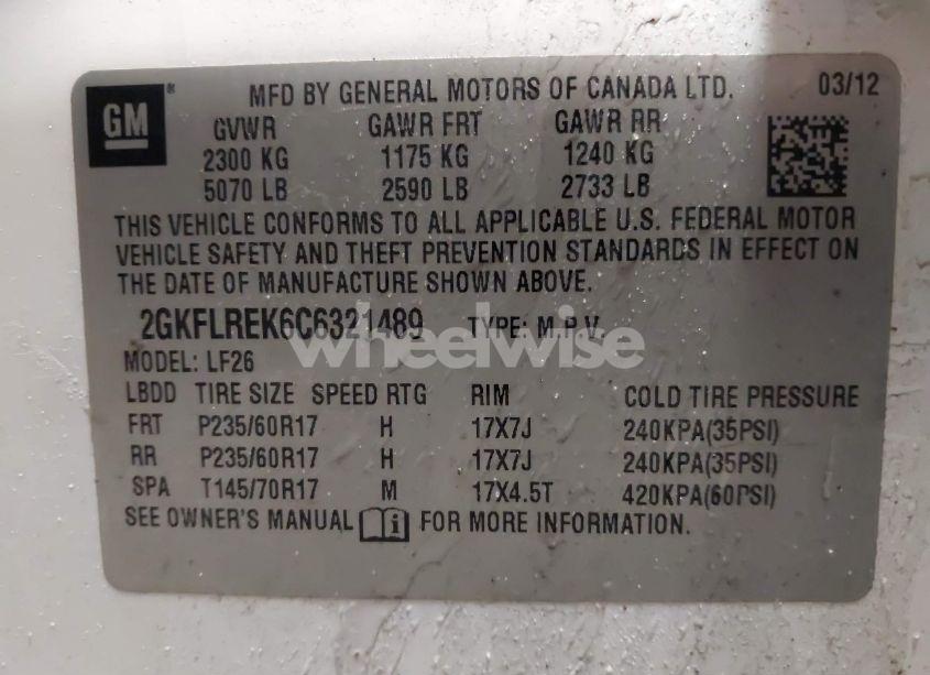 Photo 9 of 2012 Gmc Terrain SLE-1 (VIN 2GKFLREK6C6321489)