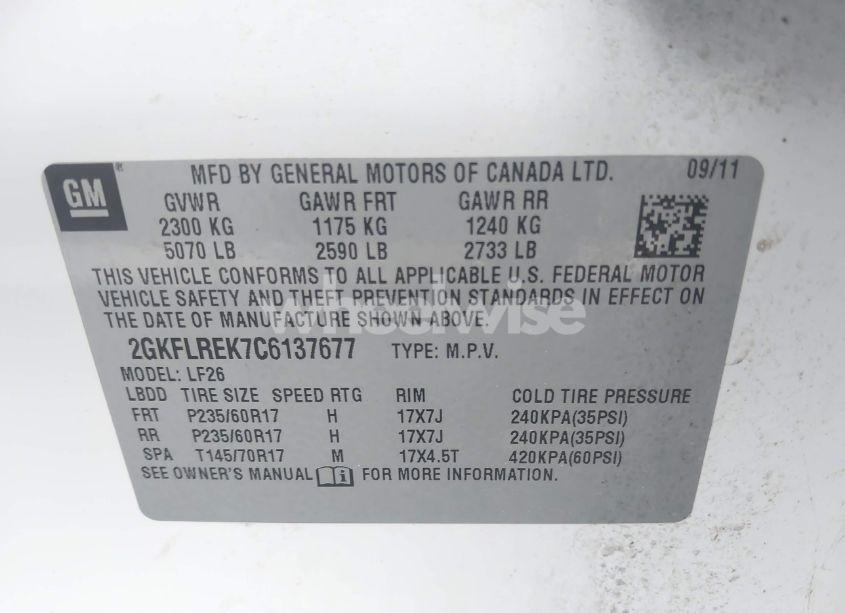 Photo 9 of 2012 Gmc Terrain SLE-1 (VIN 2GKFLREK7C6137677)