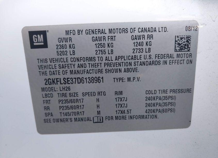 Photo 9 of 2013 Gmc Terrain SLE-2 (VIN 2GKFLSE37D6138961)