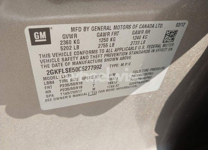 Photo 9 of 2012 Gmc Terrain SLE-2 (VIN 2GKFLSE50C6277992)
