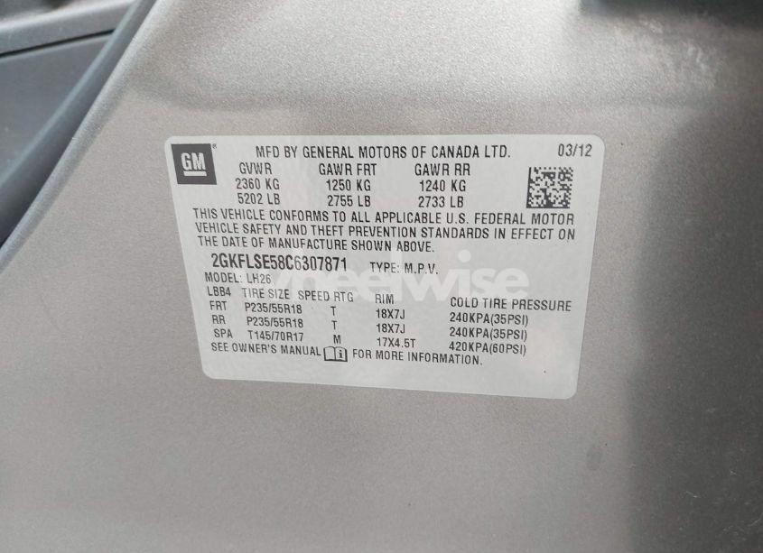 Photo 9 of 2012 Gmc Terrain SLE-2 (VIN 2GKFLSE58C6307871)