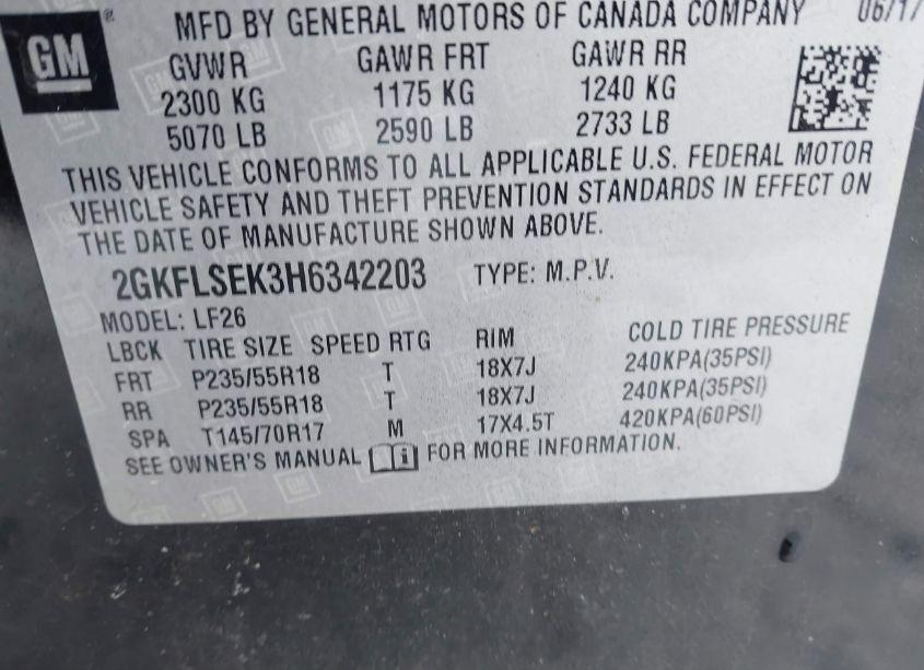 Photo 9 of 2017 Gmc Terrain SLE-1 (VIN 2GKFLSEK3H6342203)