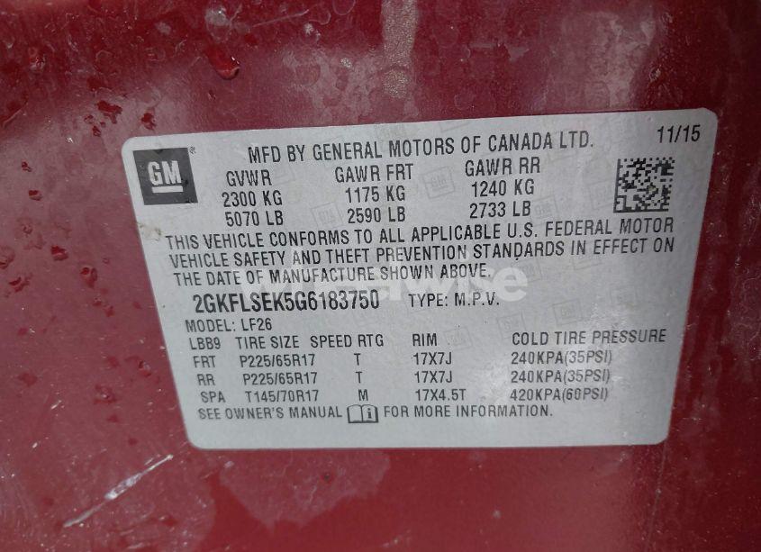 Photo 9 of 2016 Gmc Terrain SLE-1 (VIN 2GKFLSEK5G6183750)