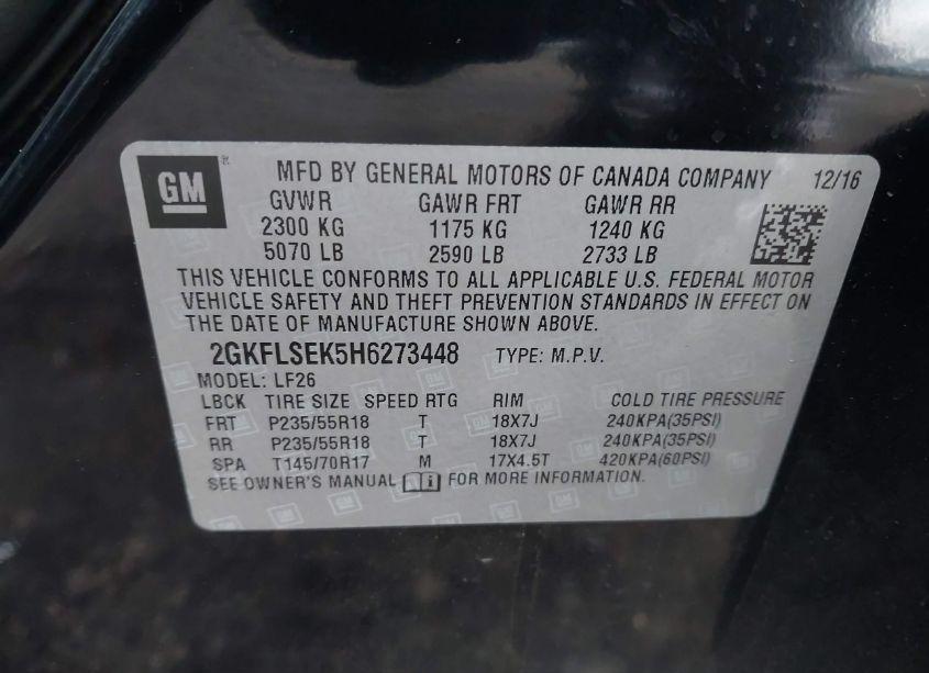 Photo 9 of 2017 Gmc Terrain SLE-1 (VIN 2GKFLSEK5H6273448)