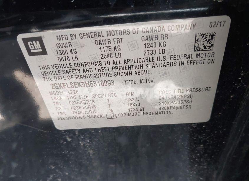 Photo 9 of 2017 Gmc Terrain SLE-1 (VIN 2GKFLSEK5H6310093)