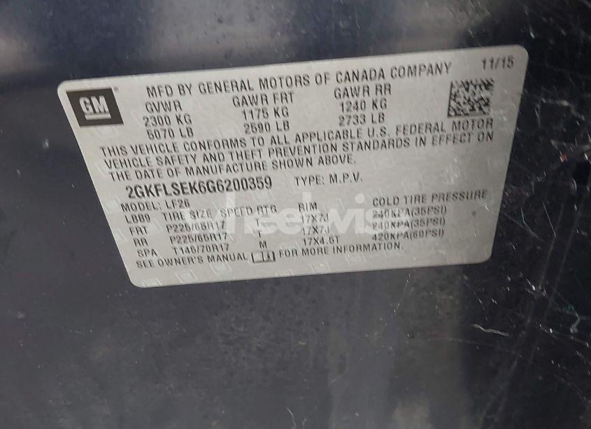 Photo 9 of 2016 Gmc Terrain SLE-1 (VIN 2GKFLSEK6G6200359)