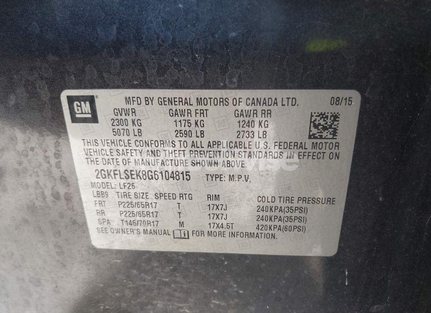 Photo 9 of 2016 Gmc Terrain SLE-1 (VIN 2GKFLSEK8G6104815)