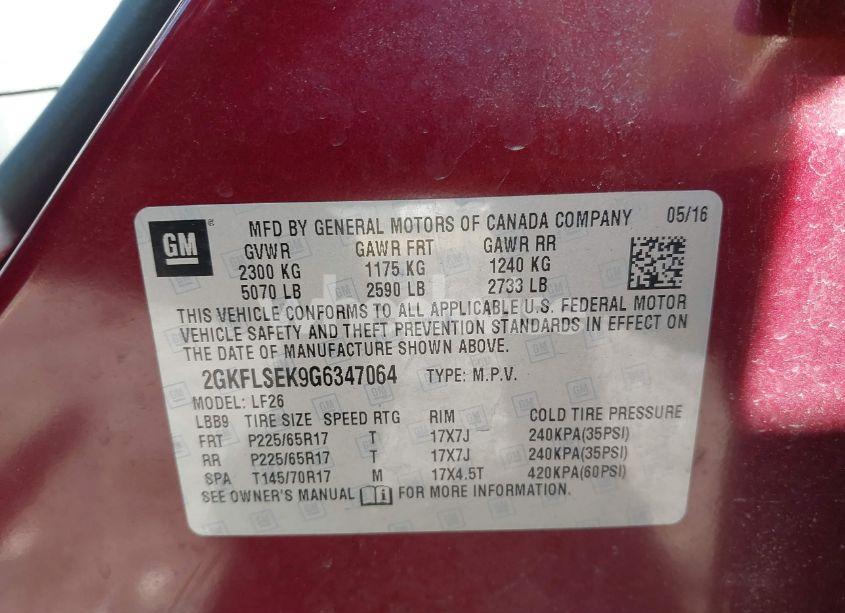 Photo 9 of 2016 Gmc Terrain SLE-1 (VIN 2GKFLSEK9G6347064)