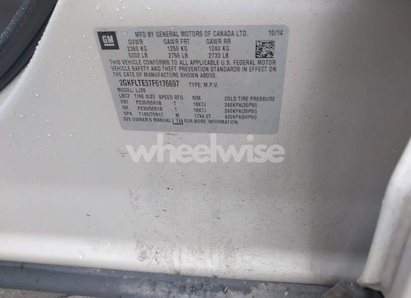 Photo 9 of 2015 Gmc Terrain SLT-2 (VIN 2GKFLTE37F6176697)