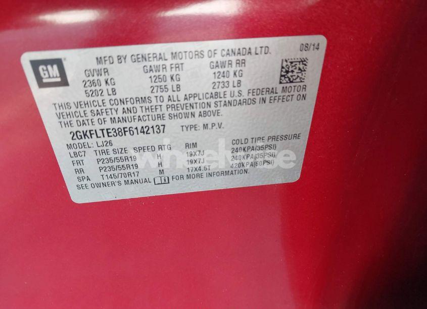 Photo 9 of 2015 Gmc Terrain SLT-2 (VIN 2GKFLTE38F6142137)