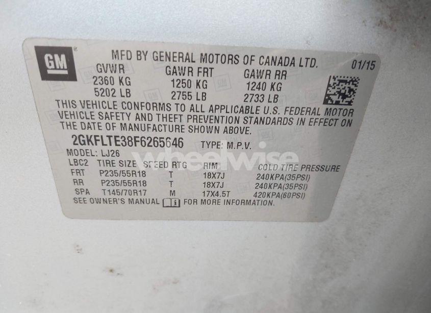 Photo 9 of 2015 Gmc Terrain SLT-2 (VIN 2GKFLTE38F6265646)