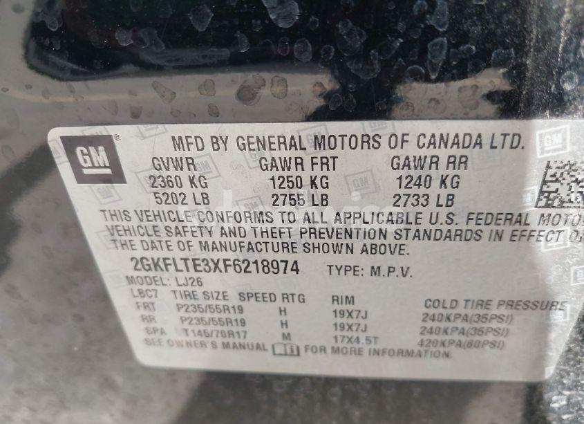 Photo 9 of 2015 Gmc Terrain SLT-2 (VIN 2GKFLTE3XF6218974)