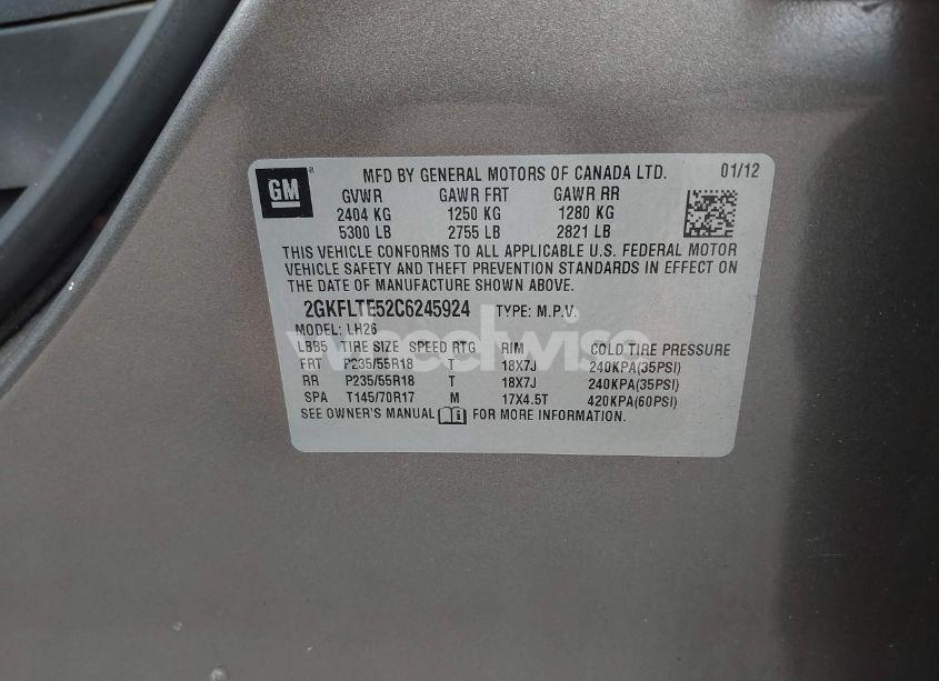 Photo 9 of 2012 Gmc Terrain SLE-2 (VIN 2GKFLTE52C6245924)