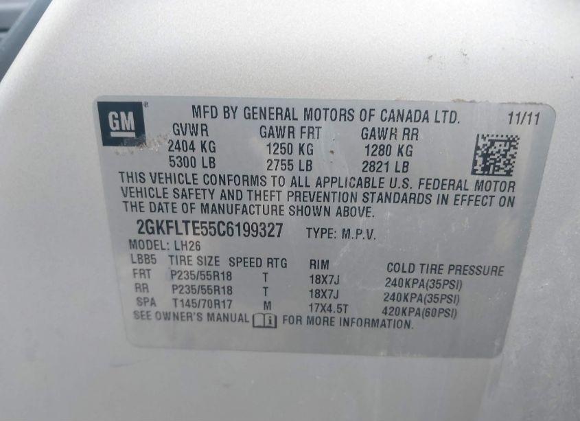 Photo 9 of 2012 Gmc Terrain SLE-2 (VIN 2GKFLTE55C6199327)