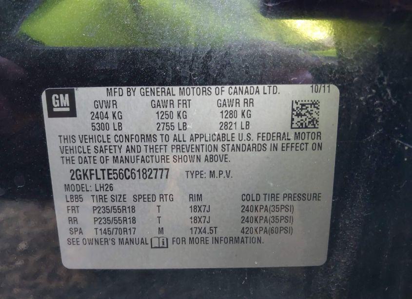 Photo 9 of 2012 Gmc Terrain SLE-2 (VIN 2GKFLTE56C6182777)