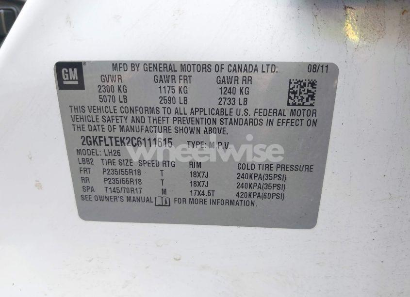 Photo 9 of 2012 Gmc Terrain SLE-2 (VIN 2GKFLTEK2C6111615)