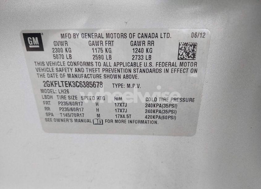 Photo 9 of 2012 Gmc Terrain SLE-2 (VIN 2GKFLTEK3C6385678)