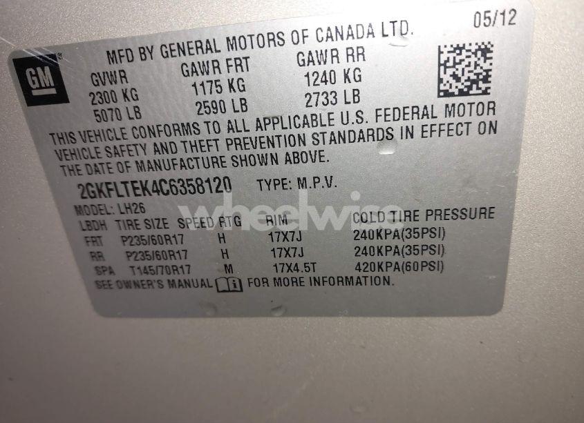 Photo 9 of 2012 Gmc Terrain SLE-2 (VIN 2GKFLTEK4C6358120)