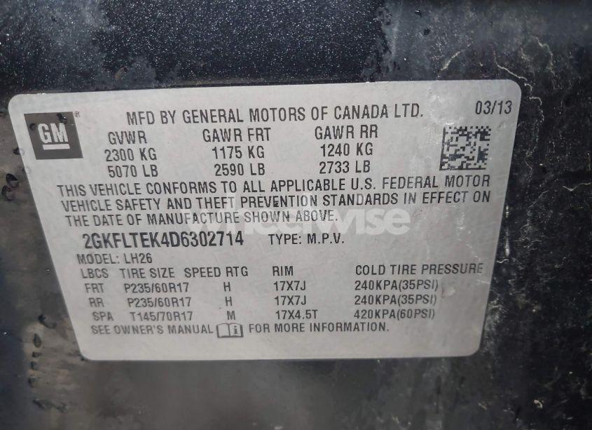 Photo 9 of 2013 Gmc Terrain SLE-2 (VIN 2GKFLTEK4D6302714)