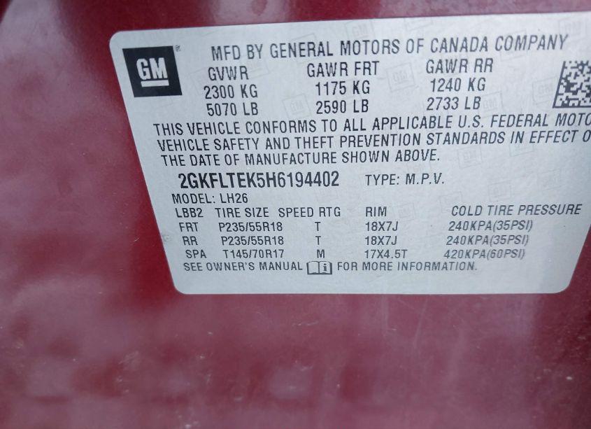 Photo 9 of 2017 Gmc Terrain SLE-2 (VIN 2GKFLTEK5H6194402)