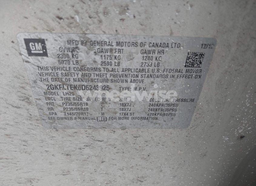 Photo 9 of 2013 Gmc Terrain SLE-2 (VIN 2GKFLTEK6D6243925)