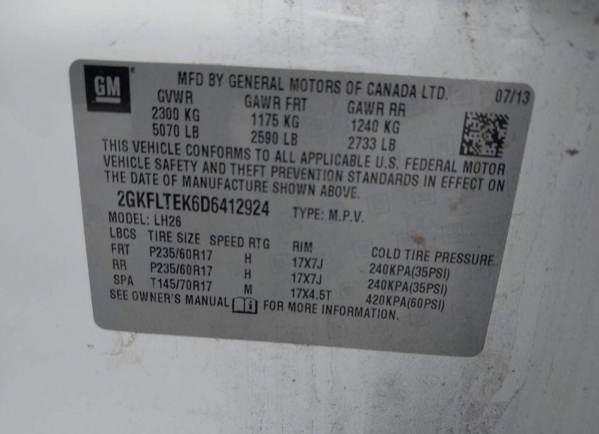 Photo 9 of 2013 Gmc Terrain SLE-2 (VIN 2GKFLTEK6D6412924)