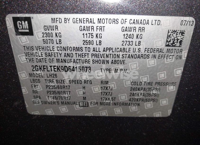 Photo 9 of 2013 Gmc Terrain SLE-2 (VIN 2GKFLTEK9D6415073)