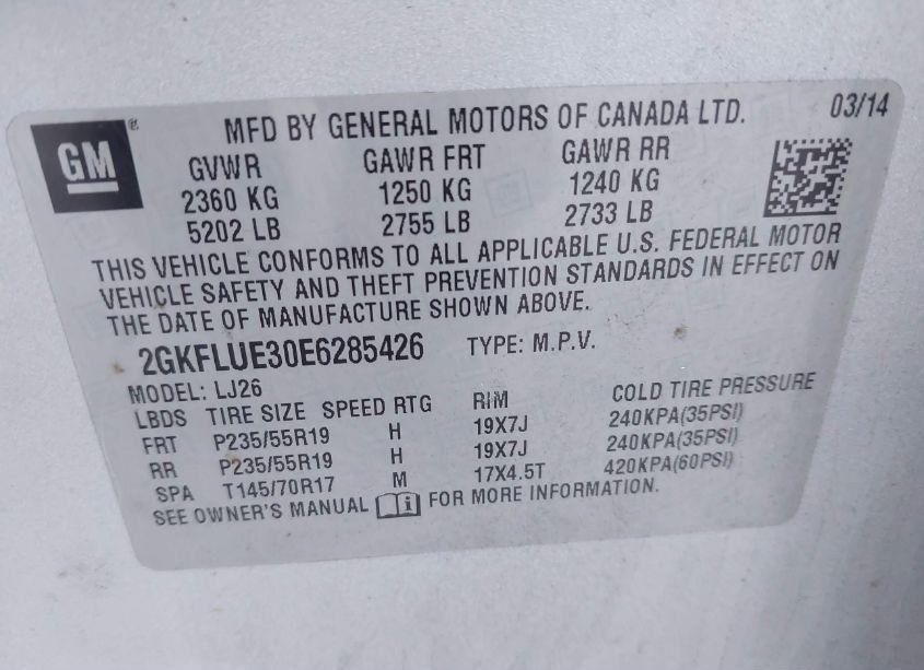 Photo 9 of 2014 Gmc Terrain DENALI (VIN 2GKFLUE30E6285426)