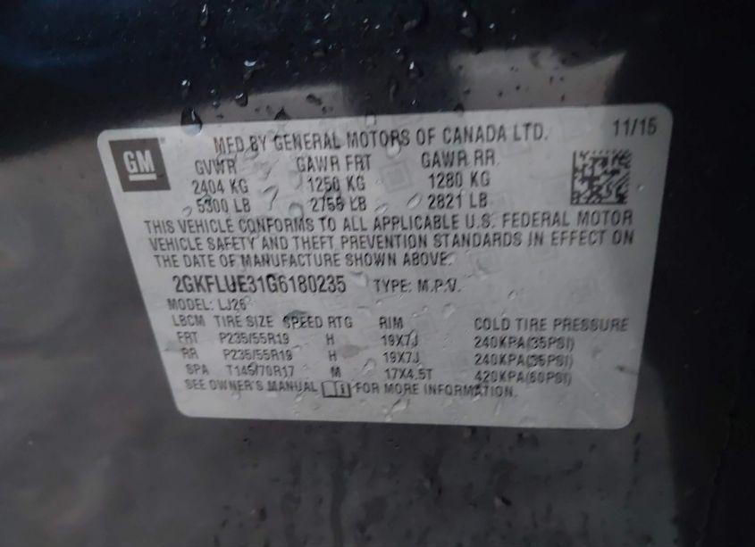 Photo 9 of 2016 Gmc Terrain SLT (VIN 2GKFLUE31G6180235)