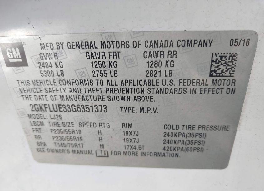 Photo 9 of 2016 Gmc Terrain SLT (VIN 2GKFLUE33G6351373)