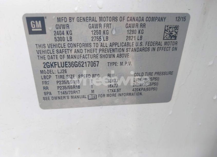 Photo 9 of 2016 Gmc Terrain SLT (VIN 2GKFLUE36G6217067)
