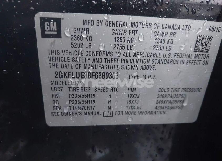 Photo 9 of 2015 Gmc Terrain DENALI (VIN 2GKFLUE38F6380303)