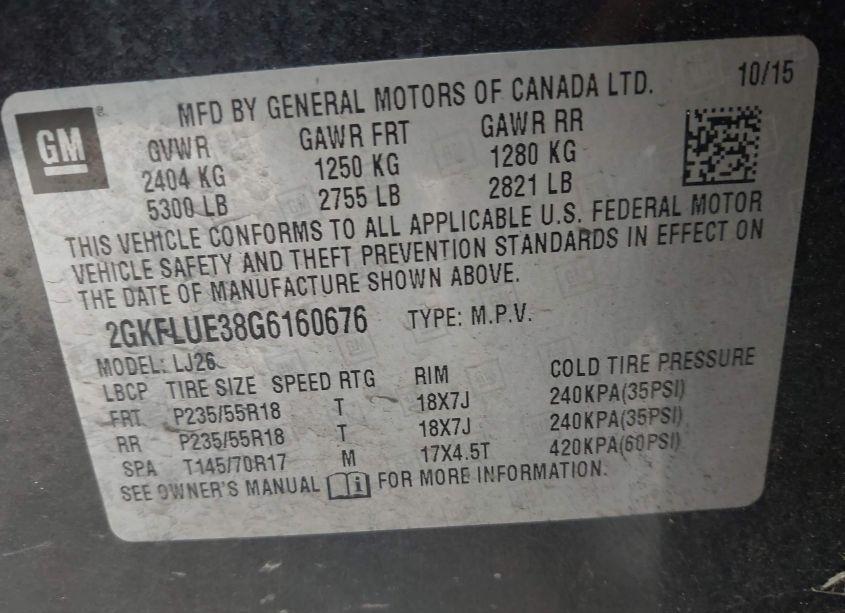 Photo 9 of 2016 Gmc Terrain SLT (VIN 2GKFLUE38G6160676)